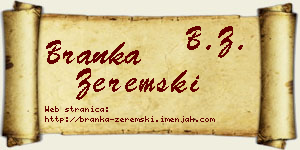 Branka Zeremski vizit kartica